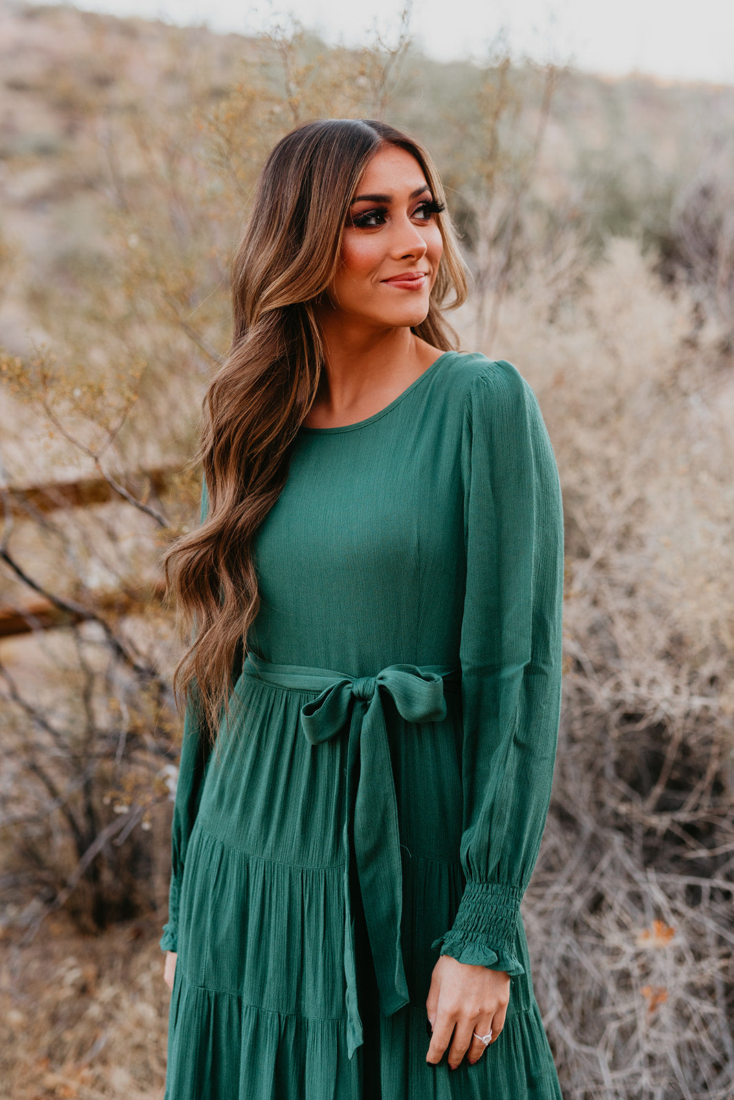 Forest green boho sales dress