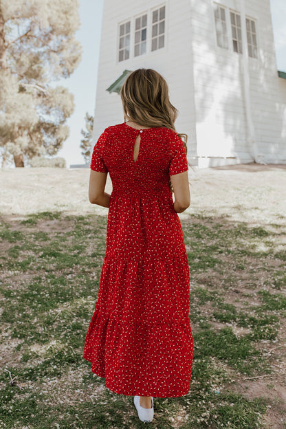 THE AMERICANA FLORAL MIDI DRESS IN RED *RESTOCKED*