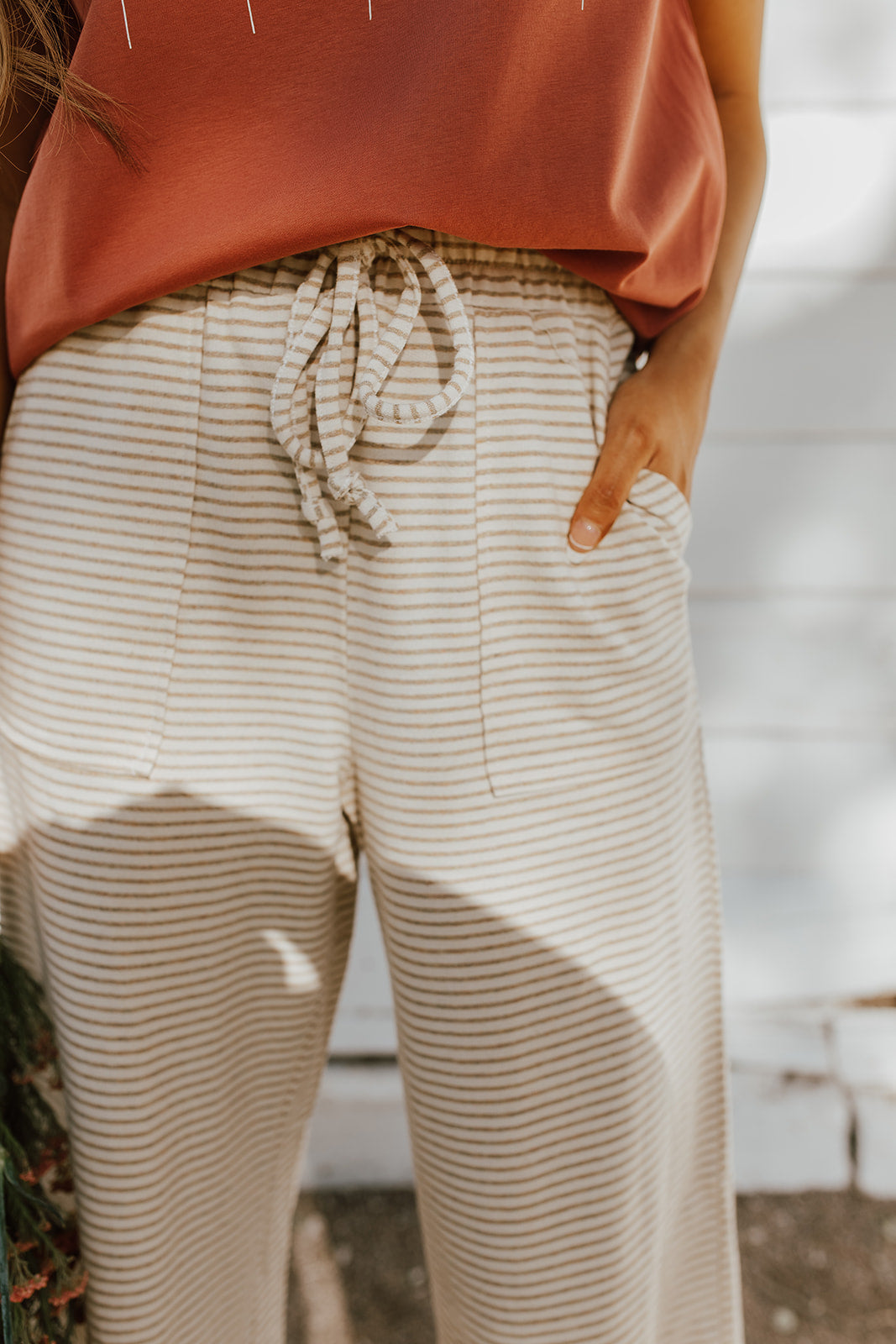 THE SANDY STRIPED PANTS IN CREAM