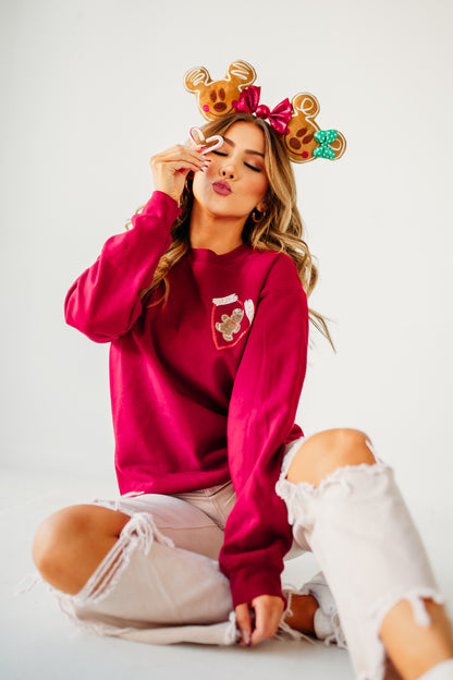 THE GINGERBREAD MAN PULLOVER BY HAPPY THREADS X PINK DESERT IN CHERRY