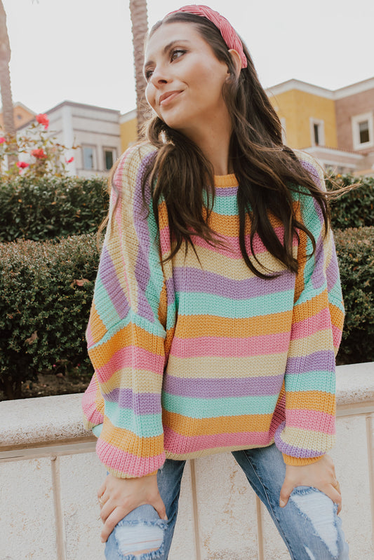 THE CANDY LAND SWEATER IN RAINBOW SHERBERT