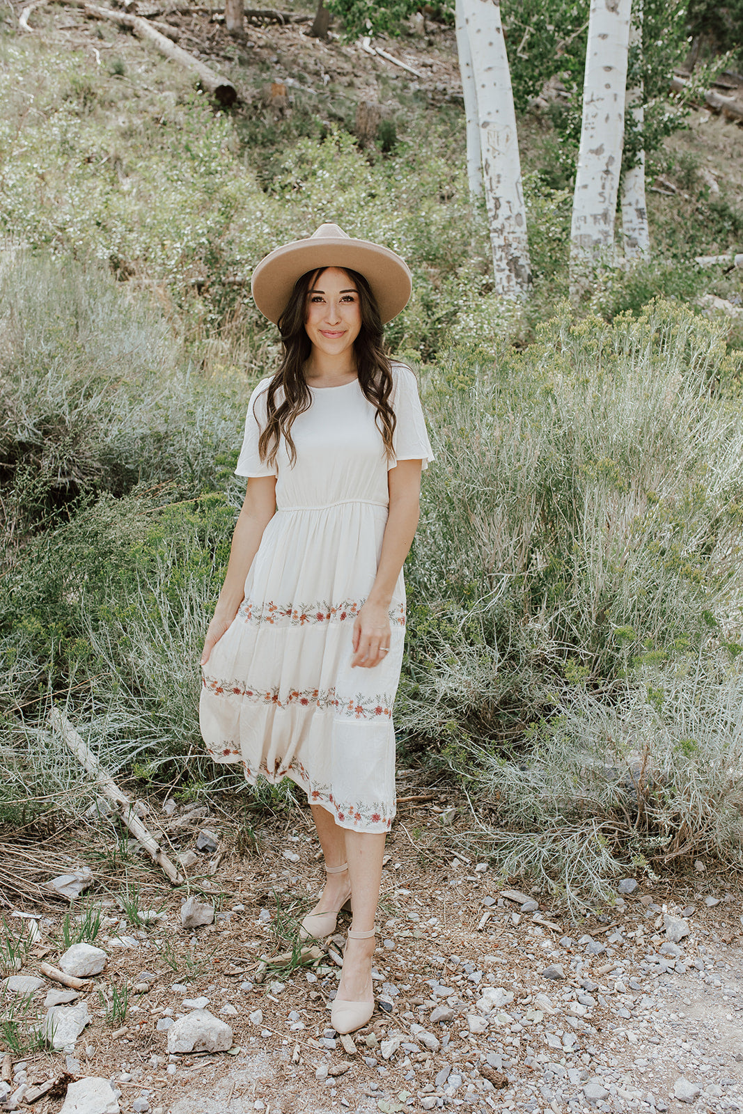 Cream embroidered dress top