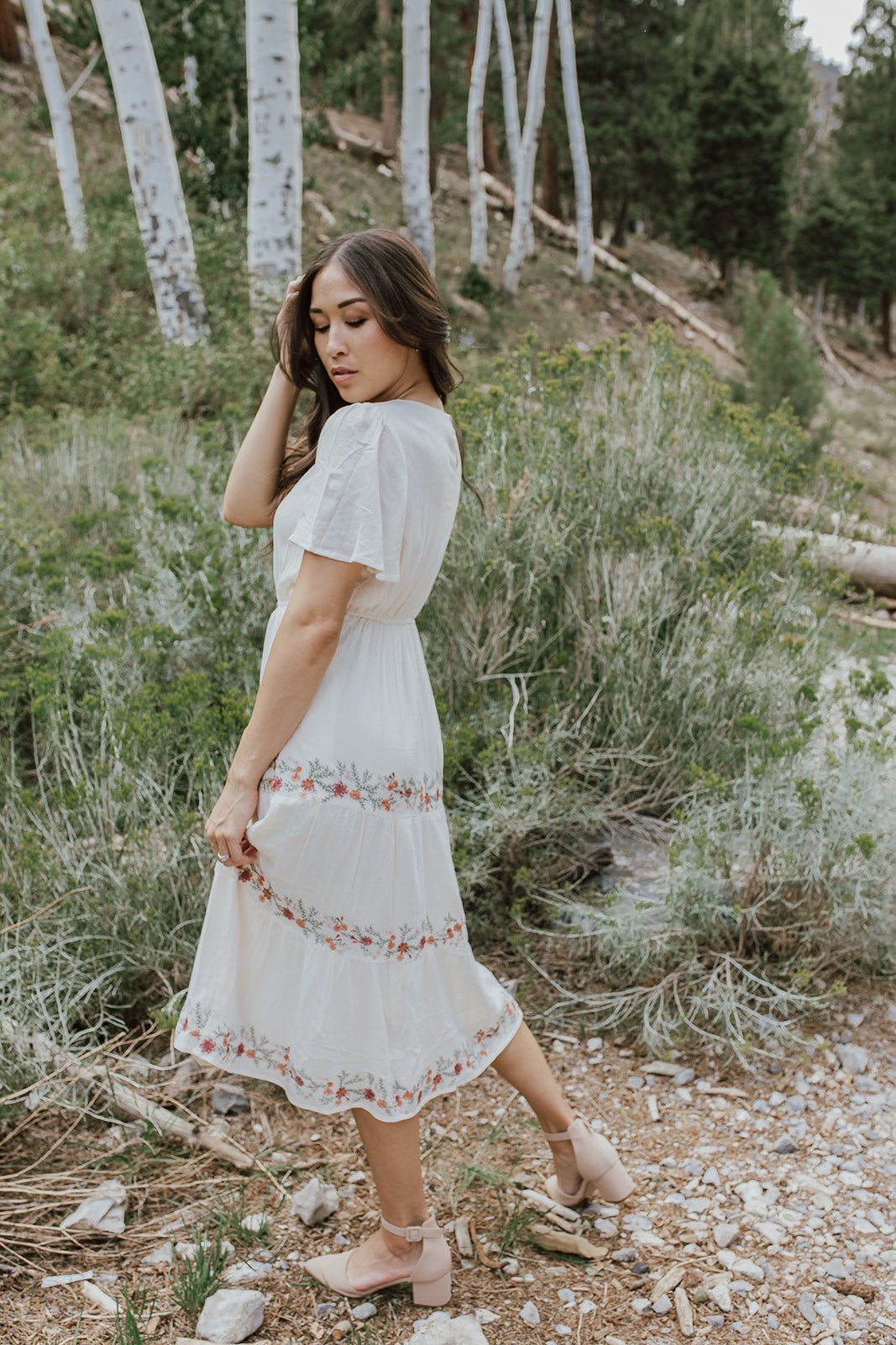 THE CAROLINA EMBROIDERED DRESS IN CREAM