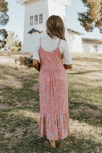 THE MARKET FRESH FLORAL MAXI DRESS IN CORAL
