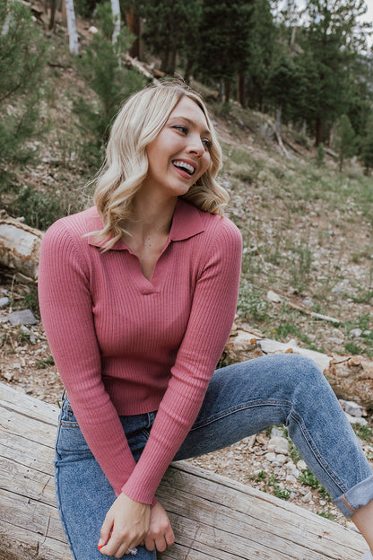 THE BRECKEN RIBBED TOP IN BERRY