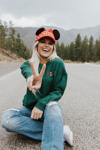 THE MICKEY MOUSE PULLOVER IN HUNTER GREEN