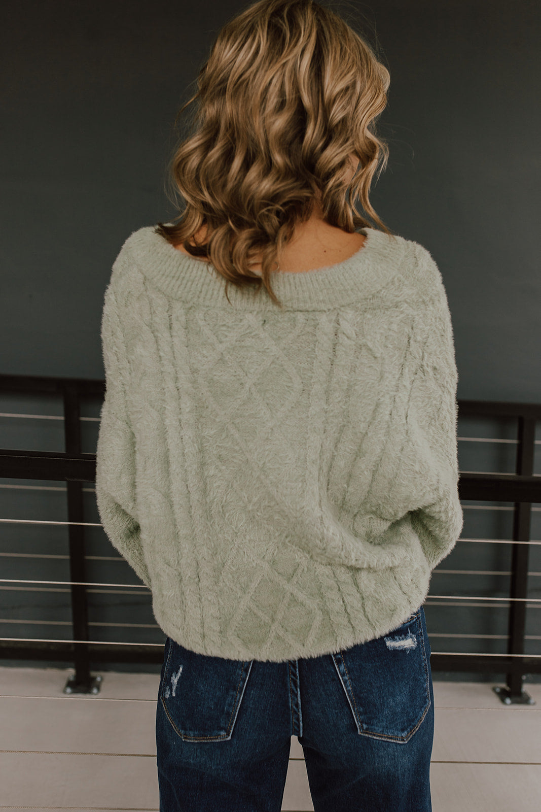 THE SAMI FUZZY SWEATER IN SAGE