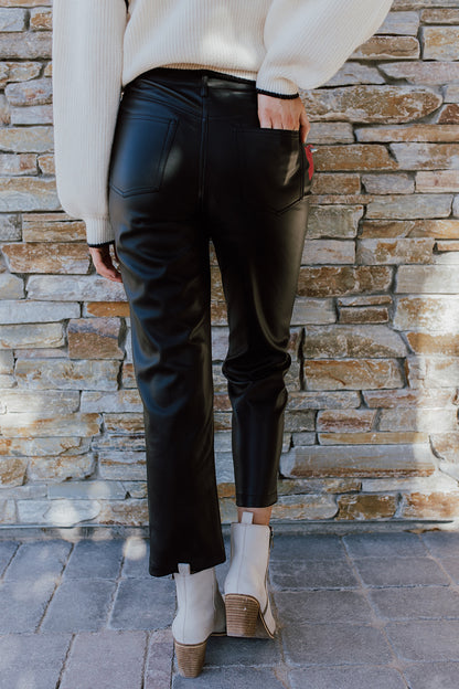 THE MOVES LIKE JAGGER FAUX LEATHER PANTS IN BLACK