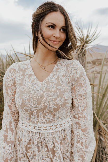 THE NORA LACE DRESS IN NUDE