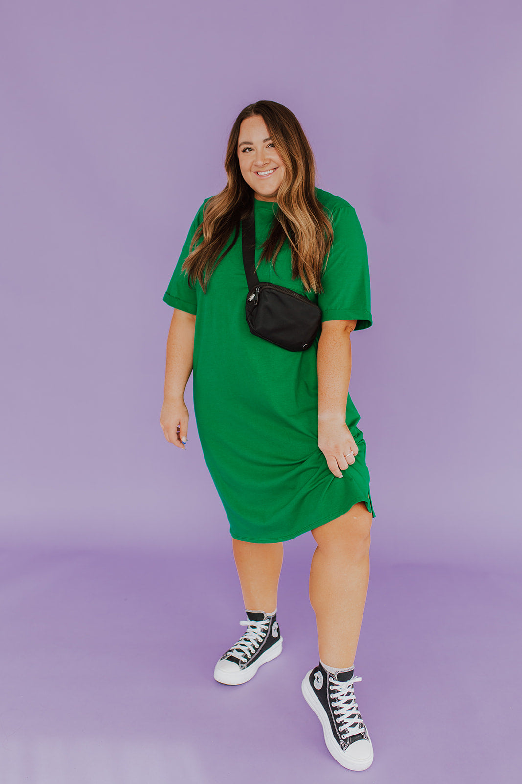 THE EASY DOES IT POCKET T-SHIRT DRESS BY PINK DESERT IN KELLY GREEN