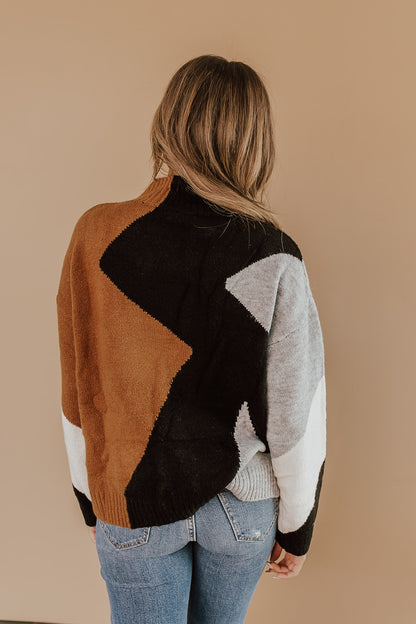 THE CAL MOCK NECK SWEATER IN COLOR BLOCK