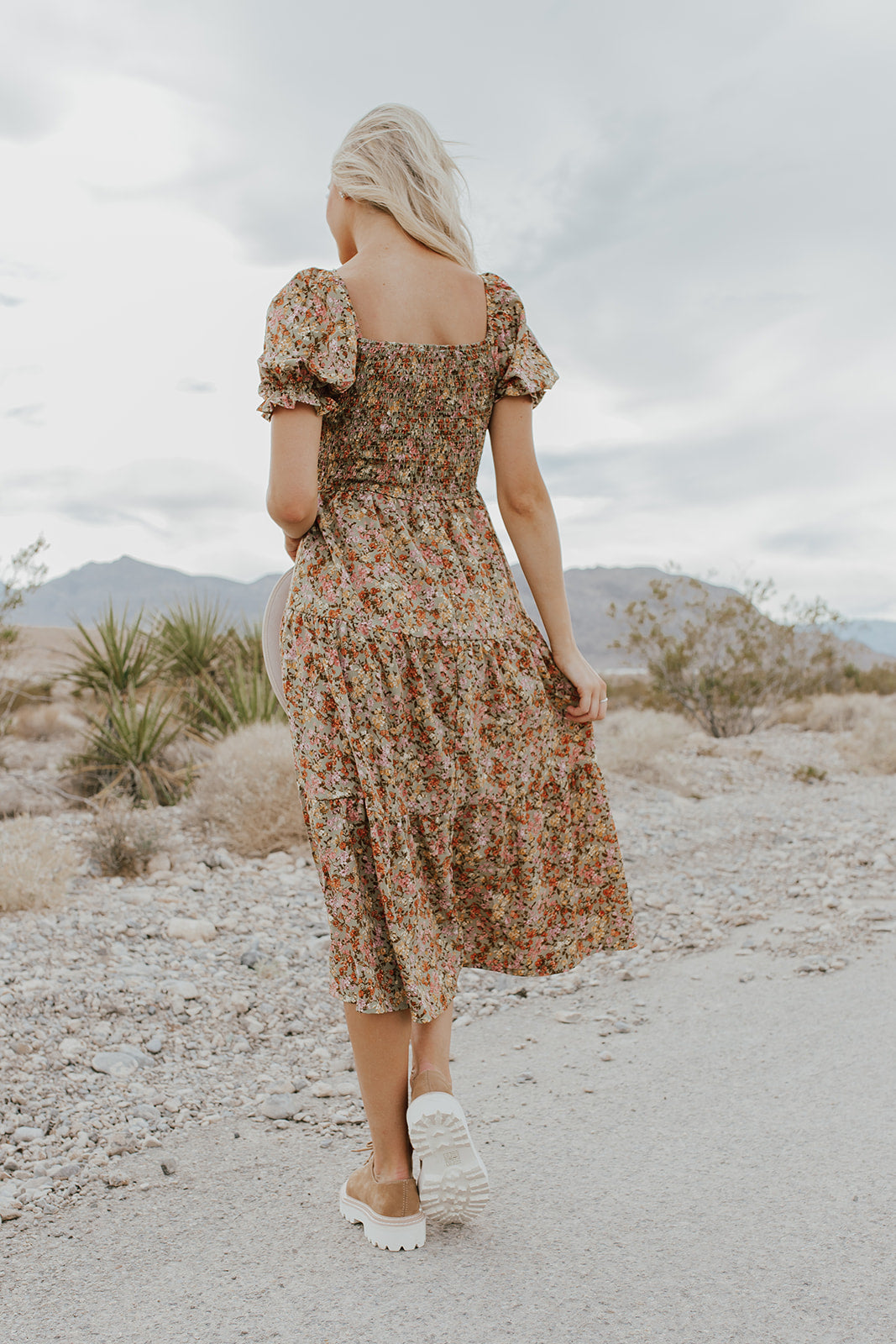 THE OPHELIA FLORAL TIERED DRESS IN OLIVE