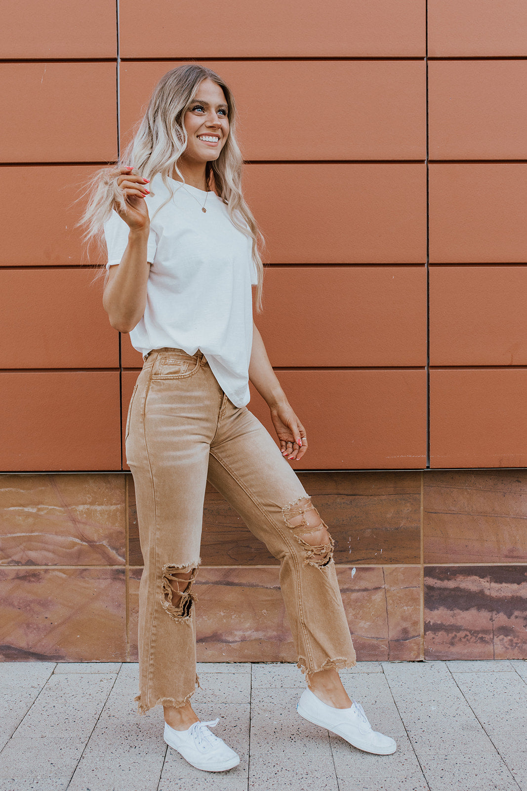 THE 90'S FLARE JEANS IN DISTRESSED COPPER BY VERVET