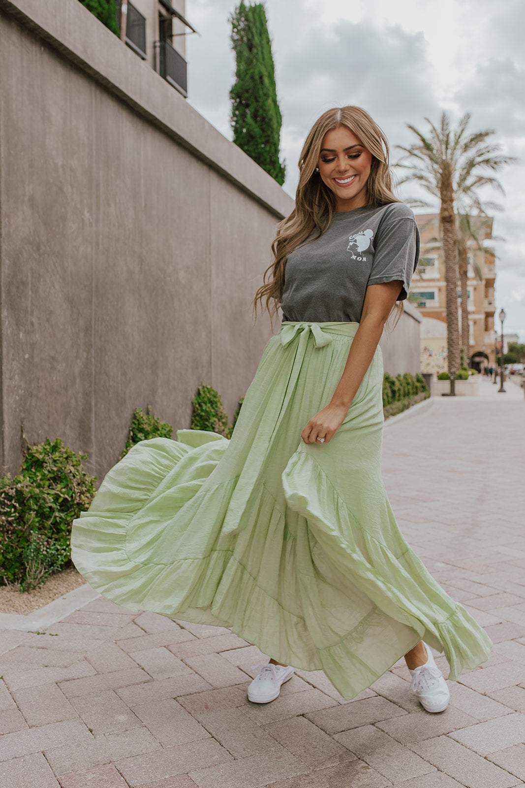 THE LINCOLN MAXI SKIRT IN LIME