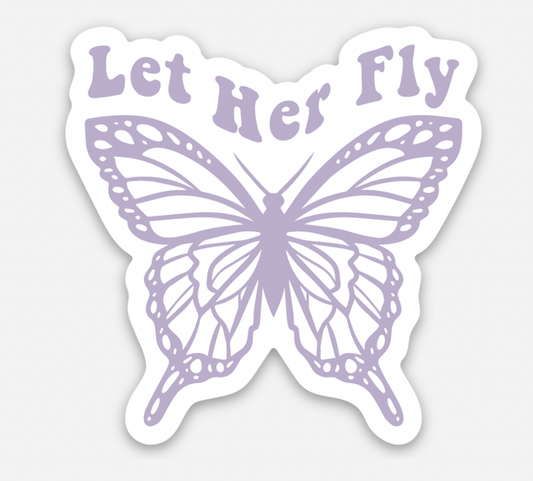 THE LET HER FLY STICKER IN LAVENDER BY PINK DESERT