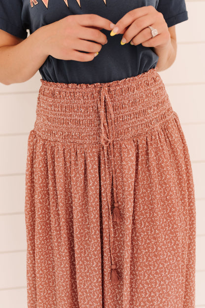 THE HARLOW FLORAL MIDI SKIRT IN DUSTY MAUVE