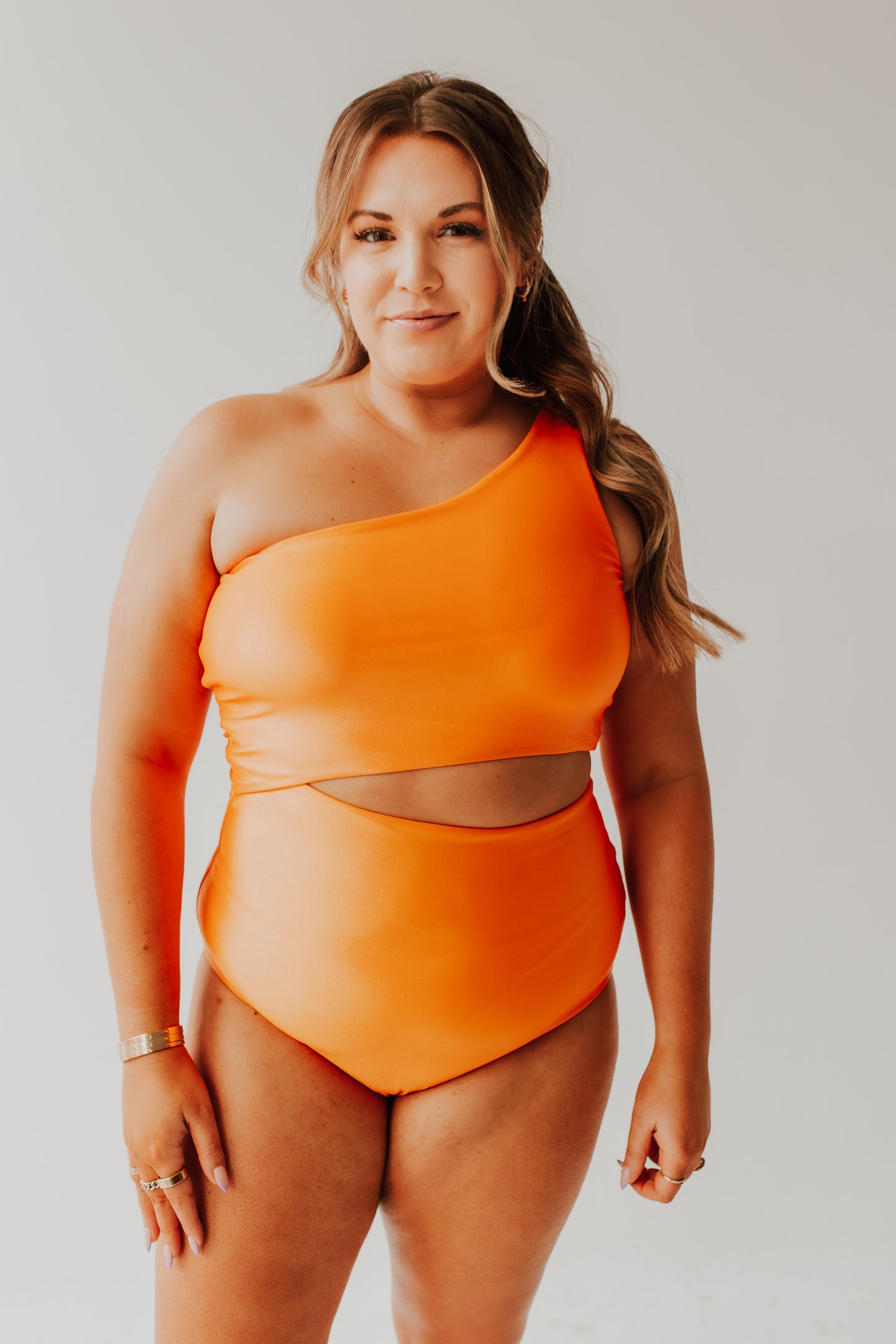 CANCUN CUT OUT ONE PIECE IN ORANGE SHIMMER BY PINK DESERT