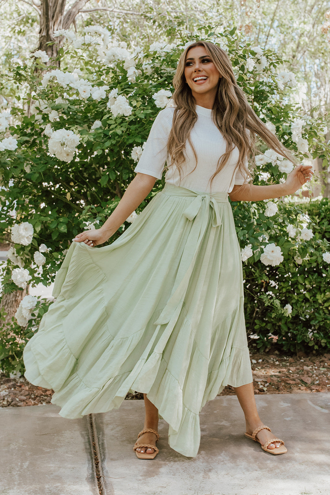 THE LINCOLN MAXI SKIRT IN LIME