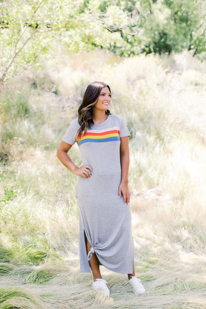 THE LET IT RAIN CASUAL MAXI DRESS IN GREY