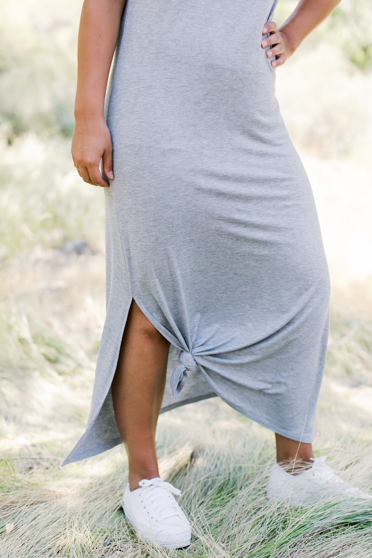 THE LET IT RAIN CASUAL MAXI DRESS IN GREY
